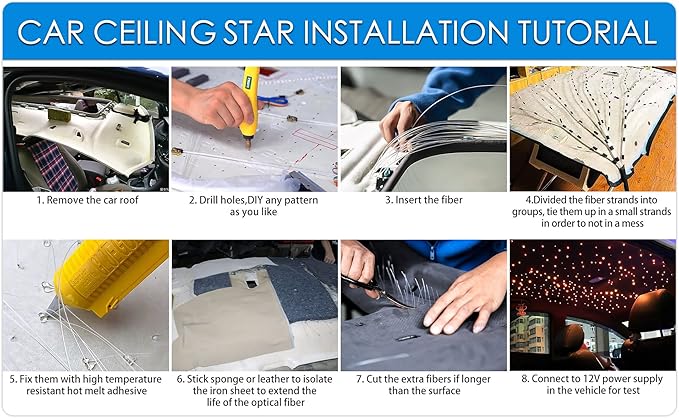 ATOKEE 16W Twinkle 550pcs Starlight Headliner Kit, 0.03in/0.75mm 9.8ft/3m Small Size Fiber Optic Car Star Roof Lights with Bluetooth APP/Remote Control
