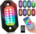 RGB LED Rock Lights Kit, 8 pods Multicolor Neon Light with Bluetooth App/Remote Control Flashing Music Mode, Aluminum Metal, IP68 Waterproof, 12v for Truck ATV UTV SUV