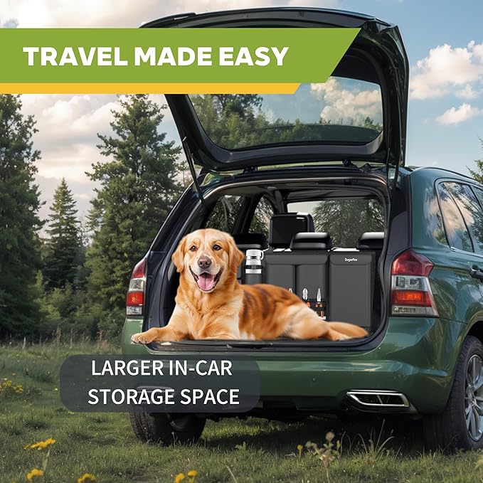 SugarFox Backseat Hanging Trunk Organizer for SUVs, Cars, Trucks & MPVs | Multi-Pocket Storage with Anti-Slip Straps | Space-Saving Auto Accessory | Gift for Drivers | Black, 37.8" x 18.1" - K230