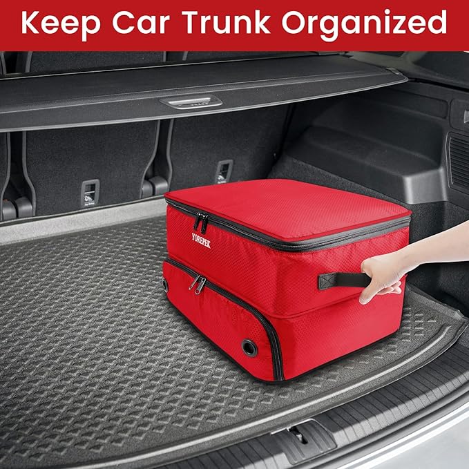 YOREPEK 2 Layer Golf Trunk Organizer, Golf Gifts for Men with Separate Ventilated Compartment for 2 Pair Shoes, Waterproof Car Trunk Locker for Balls, Tees, Clothes, Gloves, Gifts for Golfers