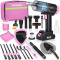 25pcs Car Cleaning Kit, Pink Interior Detailing Kit with High Power Vacuum Portable Cordless, Handheld Vacuum Cleaner for Home, Car, Pet Hair, Keyboard, Complete Auto Accessories for Gift