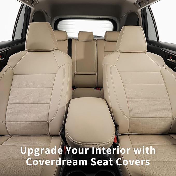 coverdream 2026 Rav4 Seat Covers Custom Fit for 2026 Toyota Rav4 Hybrid (SE,XSE) & PHEV GR Sport SUV,Full Set Luxury Waterproof Leather Car Seat Protector