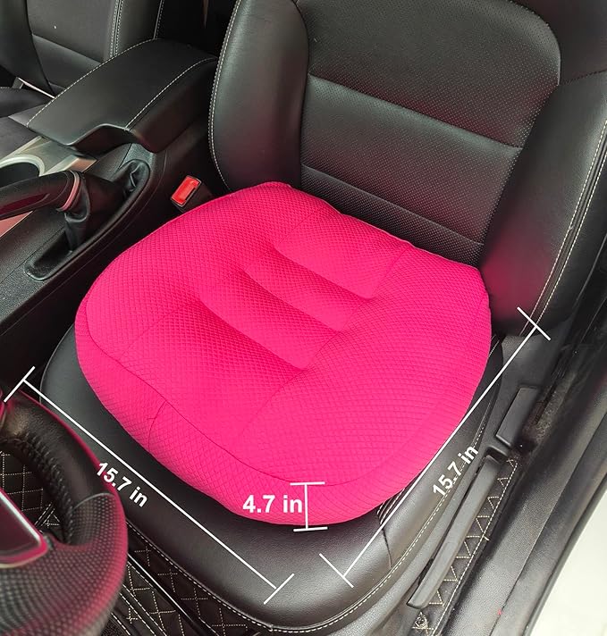 Adult Booster Seat Cushion for Car Height Increase Thick Pad for Office Chair Rocking Chair Floor Pillow Back Pain Coccyx Pain Relief, Carry Handle-Hot Pink