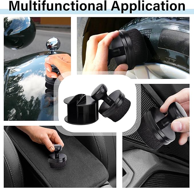 2 PCS Tire Shine Applicator Brush, Tire Shine Brushes, Tire Dressing Brush Applicator with Seal Cover, Tire Brush for Car Detailing, Tire Gel Applicator, High Density Detail Factory Tire Brush (Black)