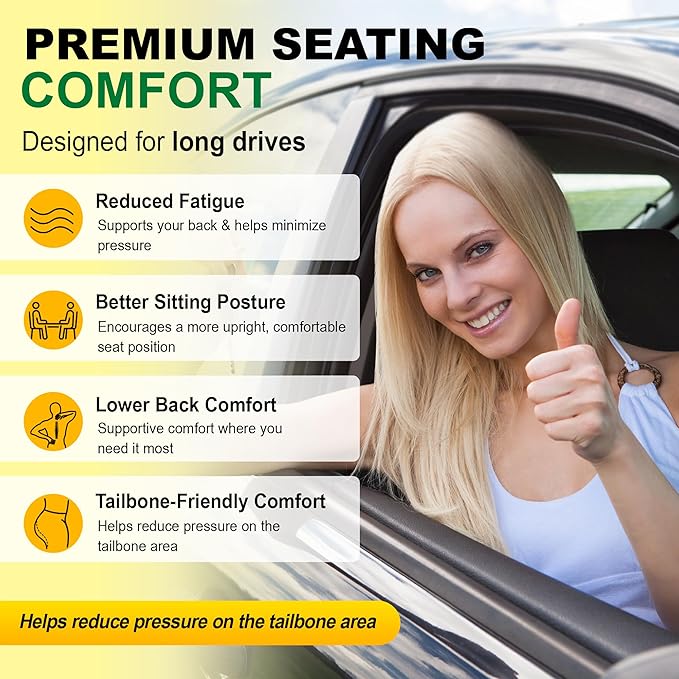 kingphenix 3-Piece Car Seat Cushion Set, 1.2inch Memory Foam Comfort, 2 Front Automotive Seat Cushions + Rear Bench Cushion, Non-Slip Bottom, Fits Sedan SUV Truck Van, Car & Office Chair, Gray
