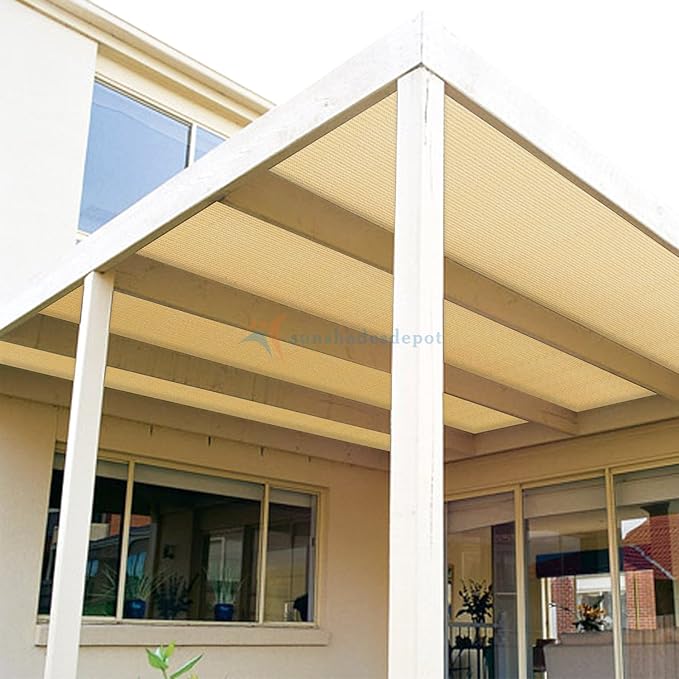 TANG Sun Shade Fabric Roll 8'x113' Shade Cloth for Garden Beige HDPE Mesh Shading Pergola Cover Replacement Canopy, 95% Blockage Sunshades for Outdoor Patio Backyard Plant