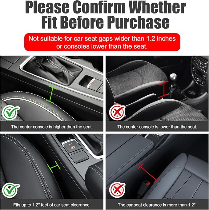 Car Seat Gap Filler Organizer, Universal Premium Leather Car Gap Filler with Card Slots for Front Seat Between Car Seat and Console Hold Phone, Sunglasses, Keys, fit for Car Suv Truck - 1 Pack, Black