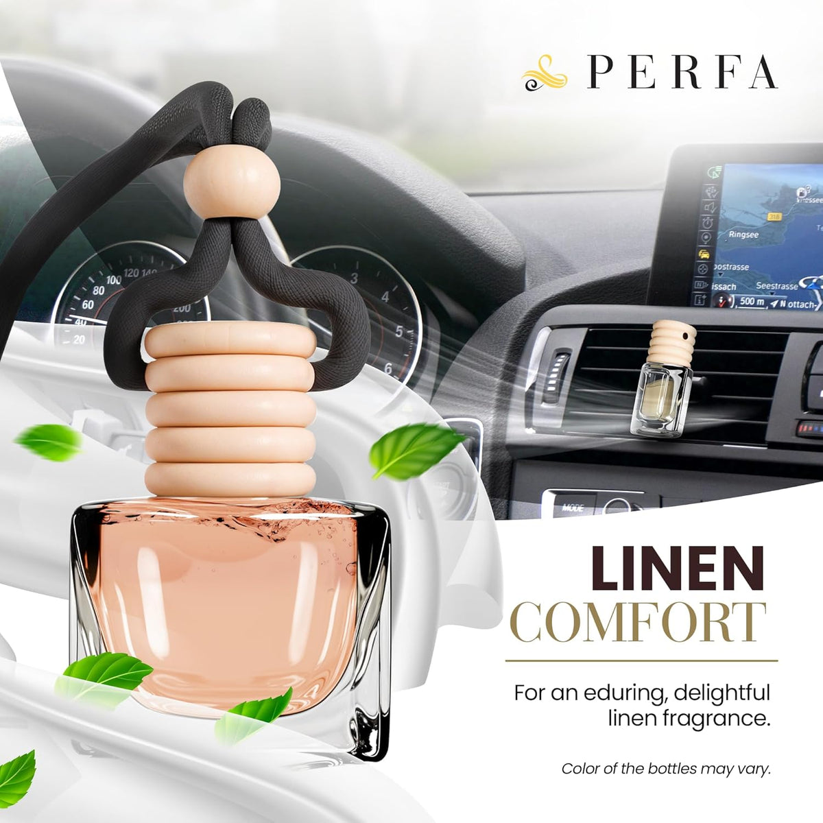 Car Air Fresheners - Linen Comfort Car Air Freshener for Men and Women | Pack of 2 Long Lasting Automotive Air Freshener | Odor Eliminator Car Perfume | Car Air Freshener Vent Clip by Perfa