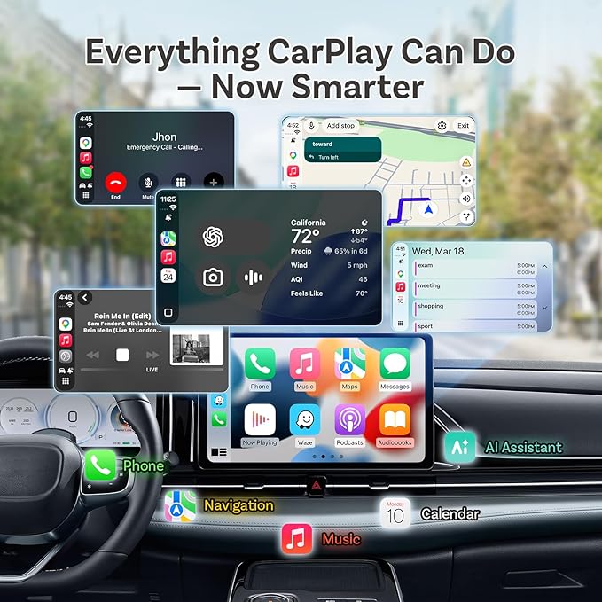 OTTOCAST 2025 Wireless CarPlay & Android Auto Adapter,Android 13 Magic CarPlay Box for Netflix/YouTube/TikTok +,FOTA Update,Split Screen,Plug & Play,Auto Bluetooth Connection,App Download,E2