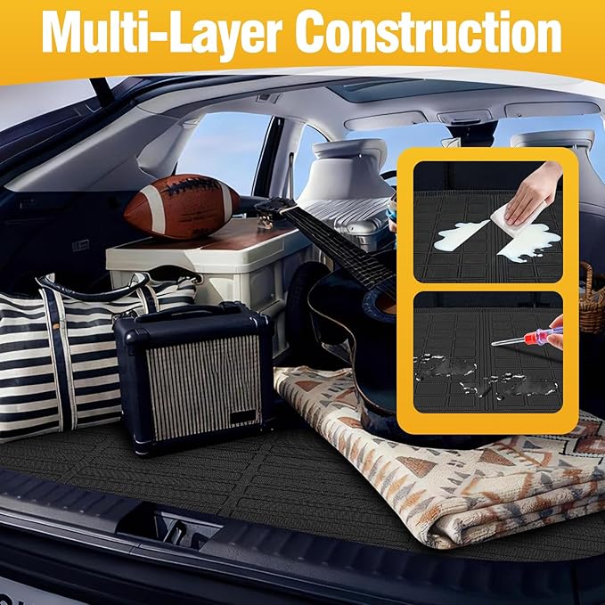 Trunk Liner Cargo Liners for 2018-2025 Ford Expedition Max and 2018-2024 Lincoln Navigator Rear Trunk Floor Mats with Backrest Mat 3D Boot Tray All-Weather TPE Black
