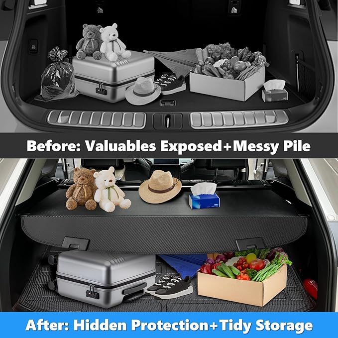 MIALUTY® Cargo Cover for 2017-2025 Mazda CX5 Retractable Trunk Cover CX-5 Accessories Anti-Peeping Anti-Theft Privacy Screen,Trunk Luggage Shield Shade Carbon Fiber Texture