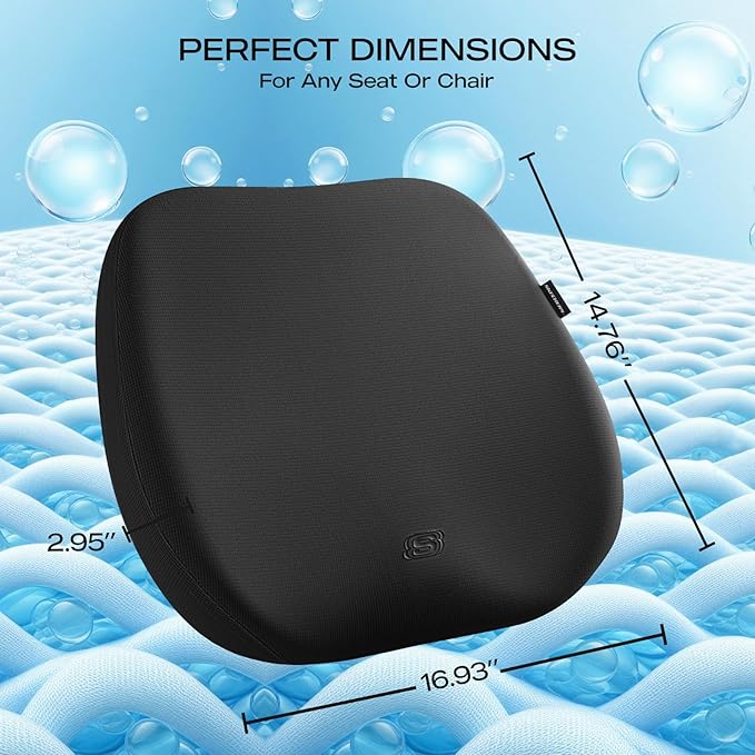 Skechers Seat Cushion Premium Gel & Memory Foam-Office Chair Cushion for Tailbone Pain Relief,Butt Pillow for Office Chair,Car seat Cushion,Long Sitting Office Workers,and Car Drivers,Black