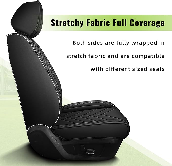 AOMSAZTO Car Seat Cover for Chevrolet Chevy Equinox 2007-2025 2026 Front Set, Leather Car Seat Protector Waterproof, Non Slip Car Seat Cushion, Interior Seat Covers Automotive Accessories - Black