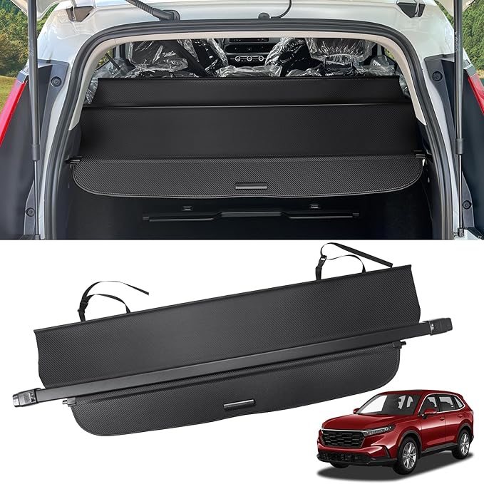 Retractable Cargo Cover for Honda CRV 2023-2025 2026 Accessories, Carbon Fiber Texture Trunk Cover with Extra Flap for No Gap, Heavy Duty Rear Luggage Security Shield Shade for CR-V 6th Gen