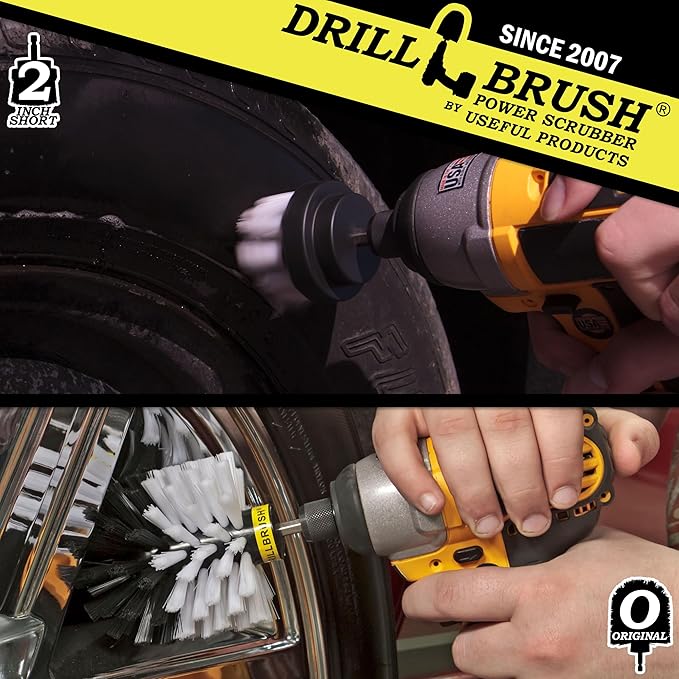 Car, Motorcycle, Truck, Boat - Cleaning Supplies – Drill Brush – Soft White Detailing Brush Kit - Car Wash - Spin Brush - Wheel Cleaner - Interior, Vinyl, Upholstery, Fabric, Leather Seat Cleaner