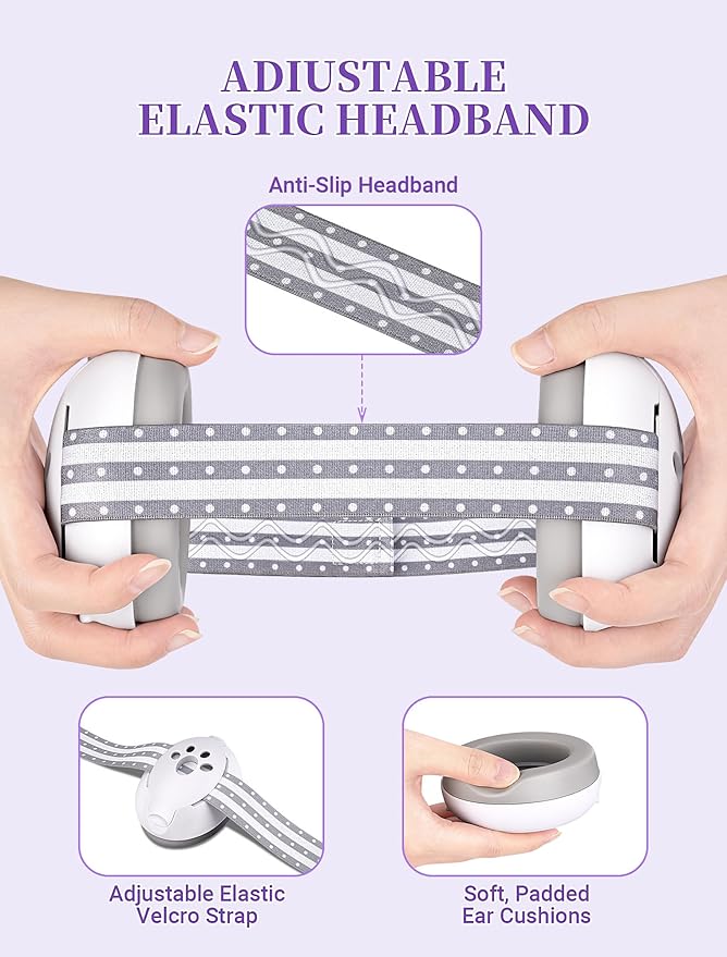 Baby Headphones for Noise, 2-in-1 Baby Ear Muffs Noise Protection for Ages 0-48 Months
