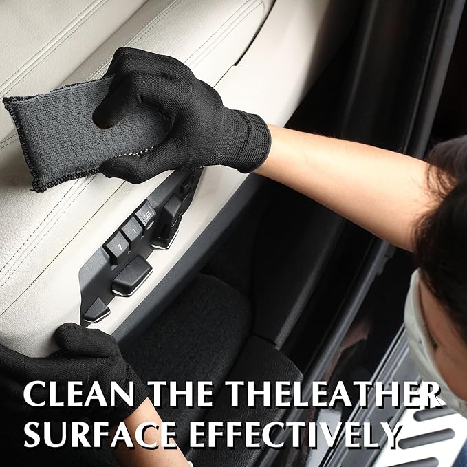 Mudder 8 Pcs Car Interior Scrubbing Sponge 5'' x 3'' Fiber Car Wax Applicator pad Household Cleaning Sponges for Leather Car Seat Couch Cleaning (Gray White)