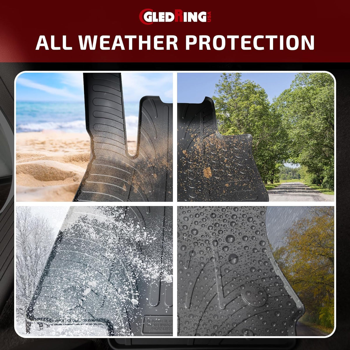 Gledring USA Custom Fit Rubber Mats Combo Pack Intended for Land Rover Range Rover Evoque (L551) 2019-2025, No Trimming Required, All-Weather, Protects from Rain, Mud, & Snow