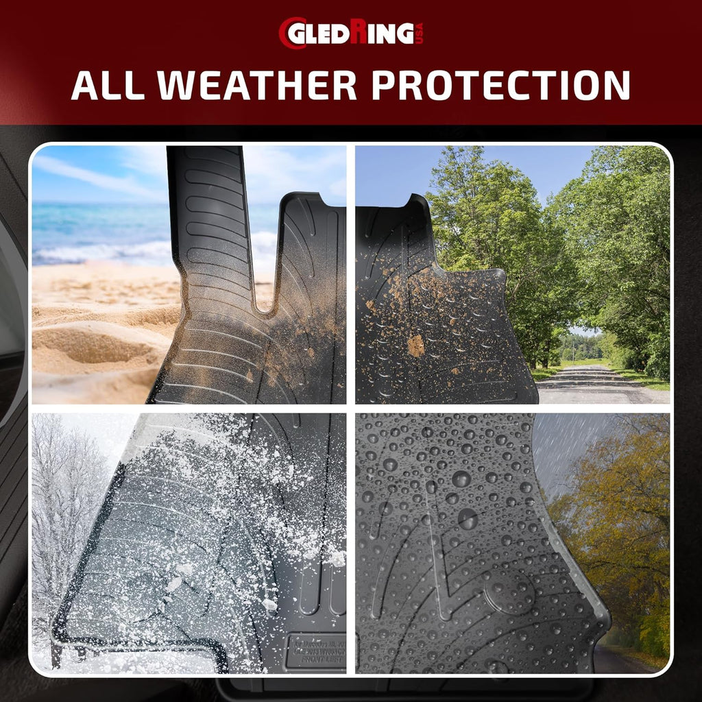 GledringUSA Custom Fit Rubber Mats Combo Pack Intended for Land Rover Range Rover Evoque (L538) 2012-2018, No Trimming Required, All-Weather, Protects from Rain, Mud, & Snow