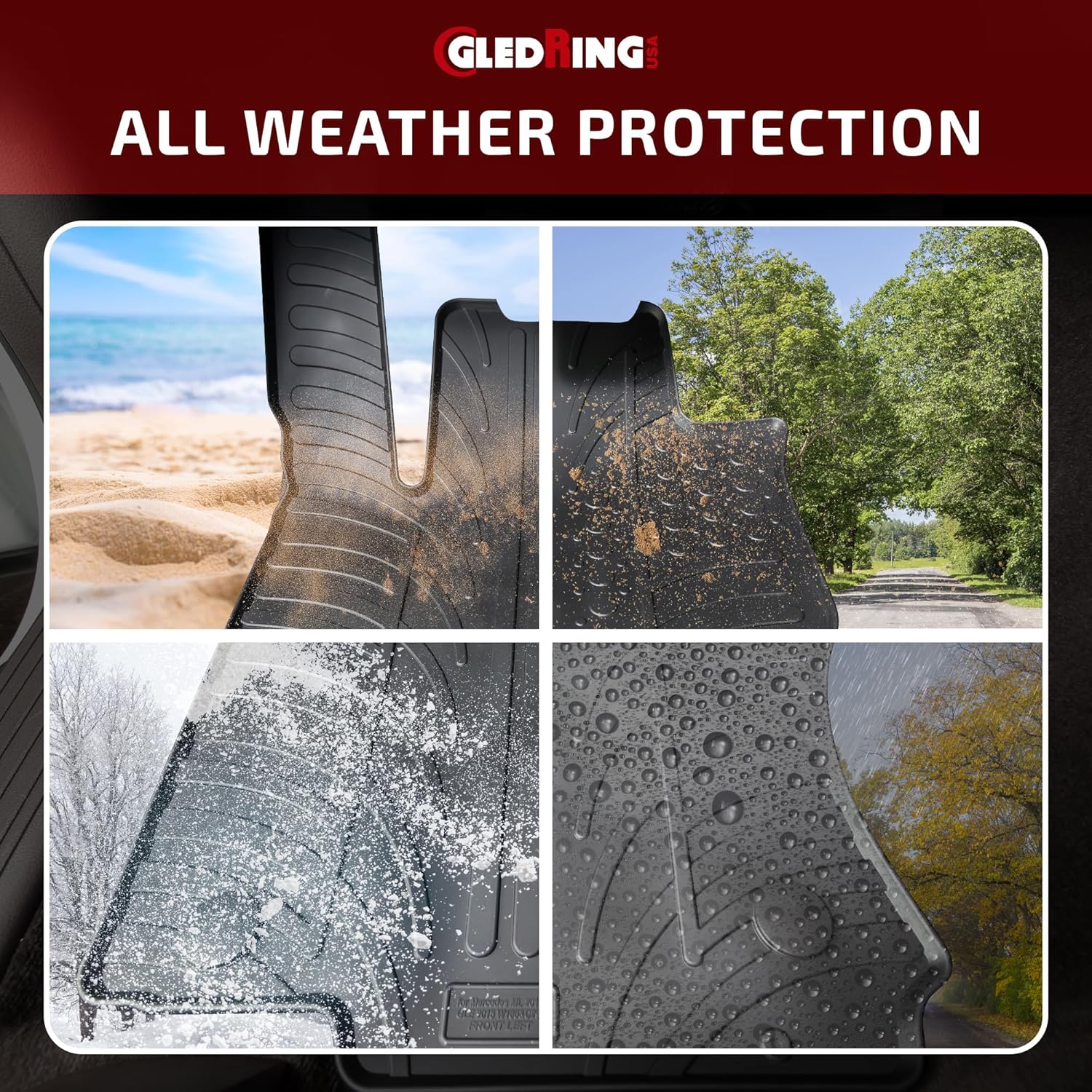 GledringUSA Custom Fit Rubber Mats Combo Pack Intended for Land Rover Range Rover Evoque (L538) 2012-2018, No Trimming Required, All-Weather, Protects from Rain, Mud, & Snow