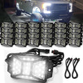 24 Pods Pure White Rock Lights with 2 Pack Connectors Extension Wires,Waterproof Rock Lights Compatible with Trucks Jeep UTV SUV ATV Boat Golf Cart, Mess Free Two-Path Wiring Underglow Kits(Patented)