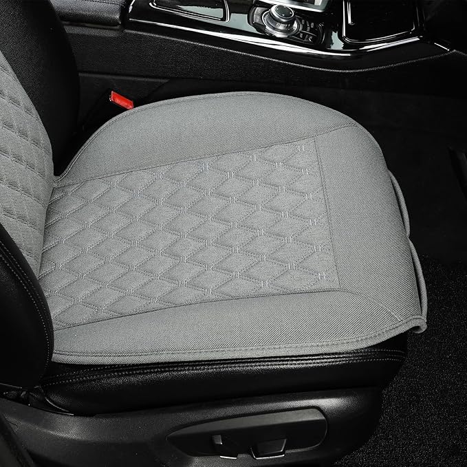West Llama Linen Car Seat Covers-Breathable & Soft-Front Car Seat Protector Universal Fit 90% Cars,SUVs,Trucks,Diamond Pattern-1Pair,Gray