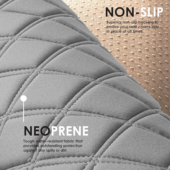 FH Group Neosupreme Automotive Seat Cushions - Universal Fit, Rear Car Seat Cushion With Non-Slip Silicone Backing for SUV, Sedan, Van - Gray