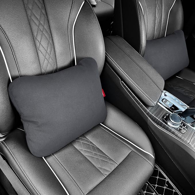 Graphene Lumbar Support Pillow for Car Driving Seat Relax Soft Lower Back Support Cushion for Sofa & Gaming Chair, Comfortable Couch Cushion with Machine Washable Cover(Grey 2-Pack)