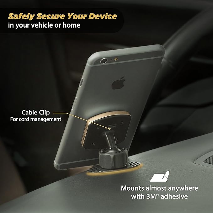 Scosche MPD-XTPP1 Magnetic MagicMount Pro Phone Mount for Car, Automotive-Grade Adhesive, 360 Degree View Rotation, Black/Silver