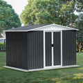 6x8 FT Outdoor Storage Shed, Metal Garden Shed with Lockable Sliding Doors, Outside Tool Shed with Sloped Roof & 4 Air Vents, Waterproof Storage Building for Backyard, Patio, Lawn, Gray
