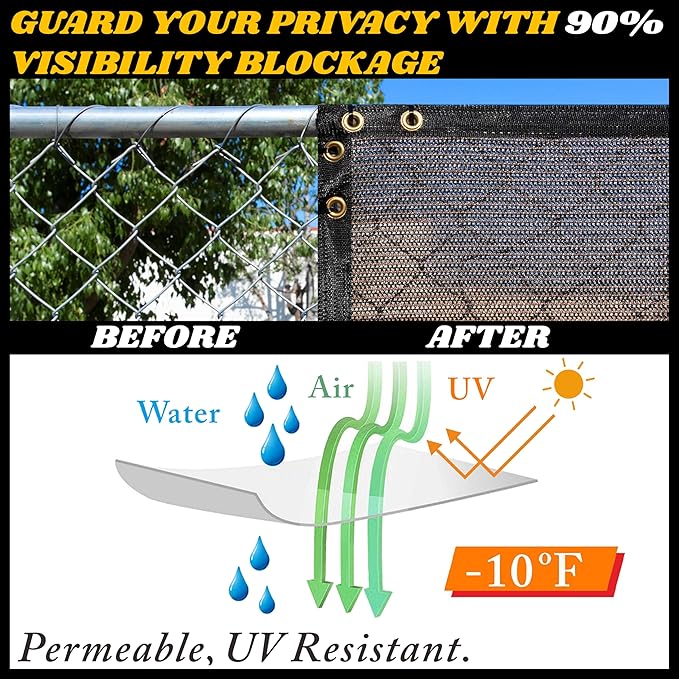 Royal Shade Custom Size 6' x 111' Brown Fence Privacy Screen Windscreen Cover Netting Mesh Fabric Cloth - Cable Zip Ties Included (We Make Custom Size)