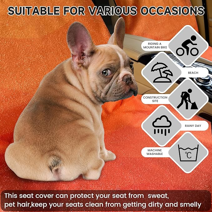 Car Seat Covers 2pcs Waterproof Towel Car Seat Cover Universal Fit for Most Trucks SUV Fitness Athletes Pets Gym and Water Sport，(Orange)