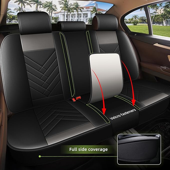 AOMSAZTO Car Seat Cover for Chevrolet Chevy Trailblazer 2021-2024 2025 2026 Full Set: Waterproof Faux Leather Car Seat Protector - Interior Seat Covers Decoration Refresh Accessories - Black&Grey