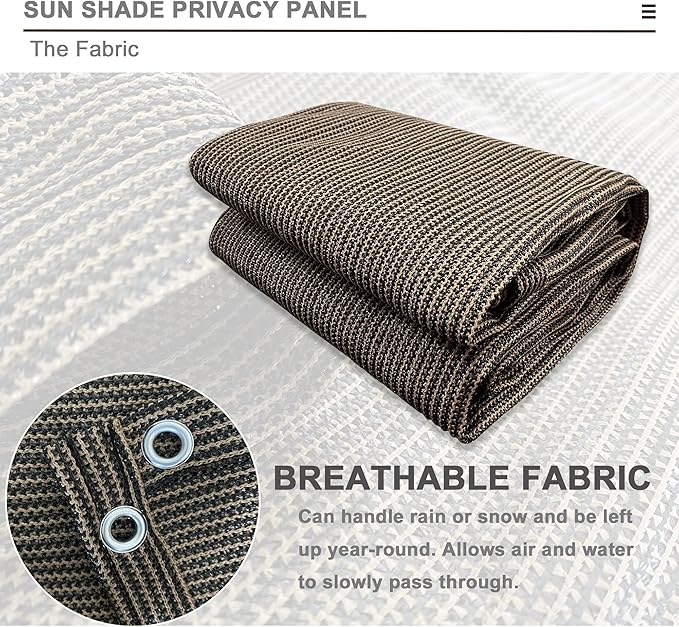 Alion Home Sun Shade Privacy Panel with Grommets and Hems on 4 Sides for Patio, Awning, Window, Pergola or Gazebo - Mocha Brown (10' x 14')