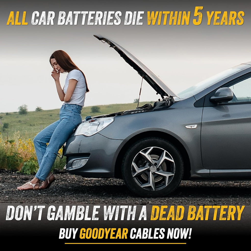 GOODYEAR Heavy Duty Jumper Cables for Car Battery – 2 Gauge 16 ft Booster Cables with Carrying Case for Cars, Trucks, SUVs, Emergency Roadside Kit