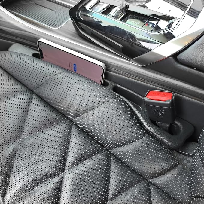 2 Pack No Drop Car Seat Gap Filler Guard, Stopper/Catcher to Fill The Gap Between Seat and Console Black Car Crevice Inbetween Blocker Plug Space Pad YMT-A03