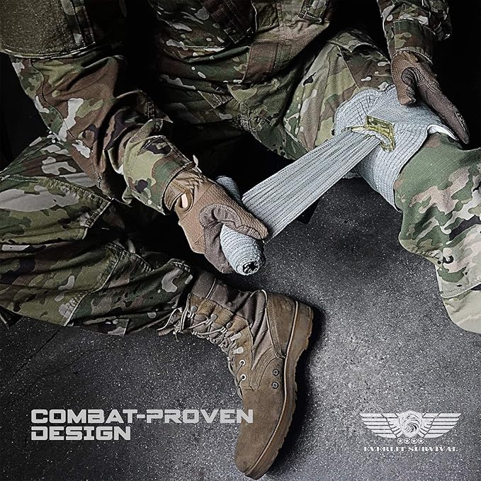EVERLIT Emergency Trauma Kit, CAT GEN-7 Tourniquet 36" Splint, Military Combat Tactical IFAK for First Aid Response, Critical Wounds, Severe Bleeding Control (Black Camo)