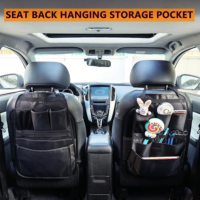 Car Seat Back Organizer,Back Seat Pocket,Car Seat Organizer with Multiple Pockets, Automotive Consoles & Organizers Universal Front Seat Organizer Travel Must-have (Black)