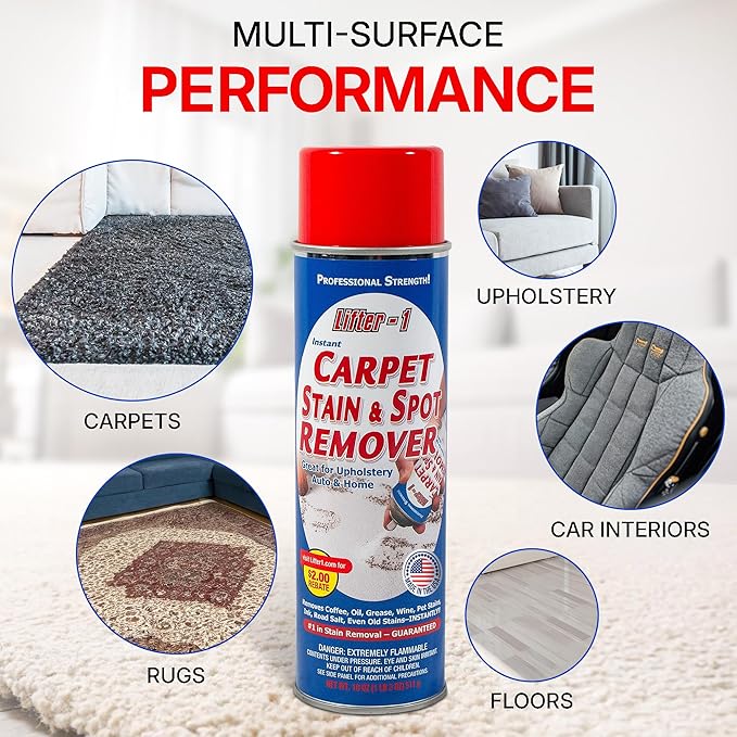 Carpet Spot Remover, Stain and Red Wine Remover and Spot Treatment for Oil, Grease, Urine, Cleaning Performance for Rugs, Upholstery, Fabrics. 18 Fl oz Pack of 1 (108 Fl Oz (Pack of 6))