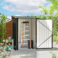 Outsunny 3.3' x 3.4' Outdoor Storage Shed, Metal Garden Tool House with Sloping Roof and Lockable Door for Backyard, Bike, Patio, Garage, Lawn, Gray