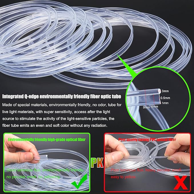 Car Interior Strip Lights, 4 in 1 Multicolor RGB Car Footwell Ambient Lighting Kit, 5m Fiber Optic EL Neon Tube Light, DIY Mode Music Sync APP Control DC 12V