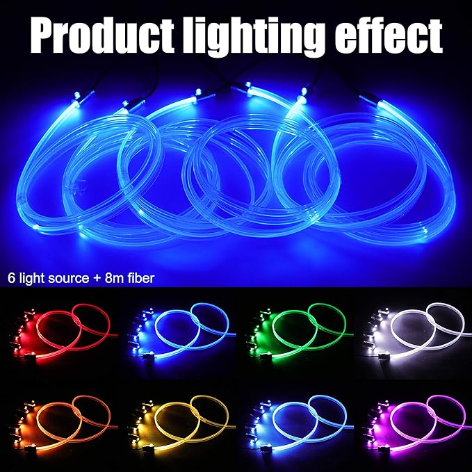 64 Colors Car Ambient Lighting Fiber Optic APP Control Multicoloured Music Car Atmosphere Decorative Lighting Kit 1W DC 12V-24V 8m