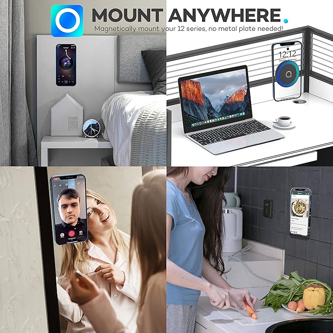 Sticky Magnetic Phone Mount Compatible with Magsafe 16 15 14 13 12 Pro Max Mini Car Mount and Wall Mount Soft Silicone Front