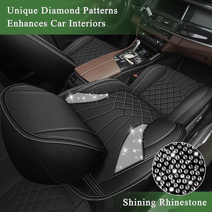 Car Seat Covers for Honda Accord 2003-2017: Breathable Perforated Leather Seat Cover (Full Set, Black)