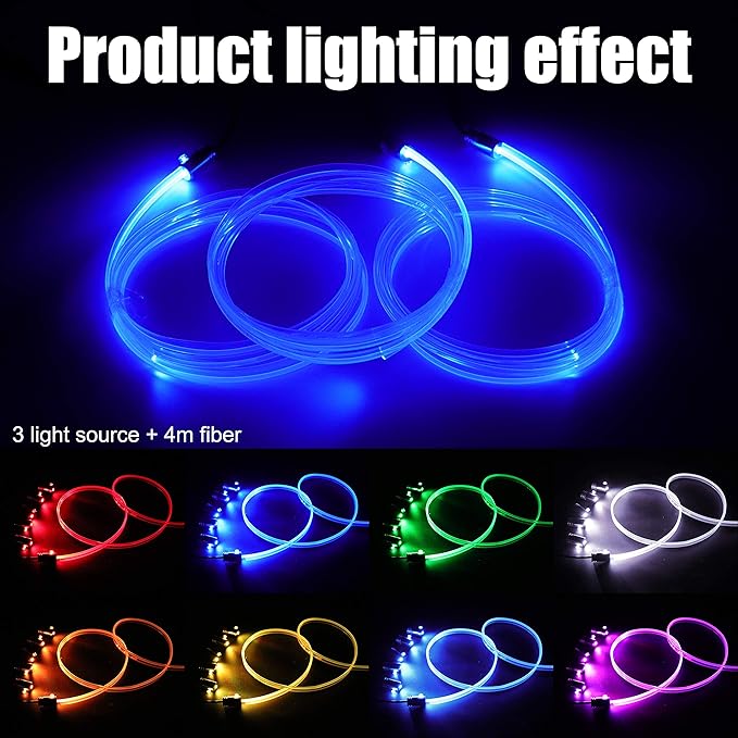 64 Colors Car Ambient Lighting Fiber Optic APP Control Multicoloured Music Car Atmosphere Decorative Lighting Kit 1W DC 12V-24V 4m