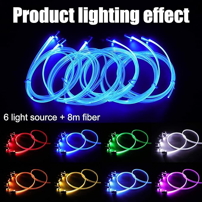 Car Ambient Lighting Kit 64 Colors Multicoloured Music Optic Fiber RF Remote + APP Control Car DIY Decorative Atmosphere Lighting DC 12V 1W 8m