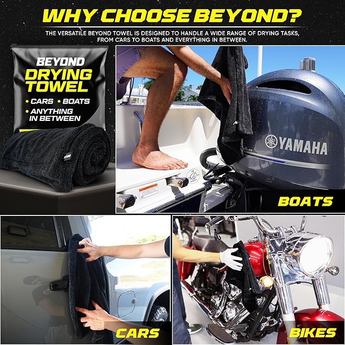 Beyond Drying Towel - Super Absorbent Large Premium Microfiber Detailing Towel for Cars and Boats - 2-Pack