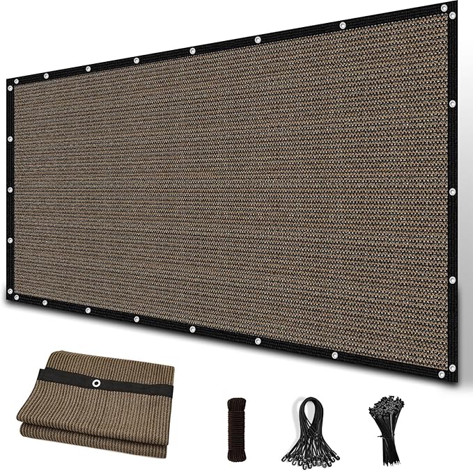 Amagenix 90% Sun Shade Cloth with Grommets, 12' x 20' Pergola Replacement Shade Cover Canopy Privacy Screen for Outdoor Patio Garden, Mocha (We Customized)