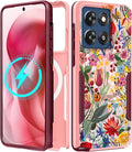for Moto G Stylus 2025 Case - Compatible with MagSafe Women Cute Girls Magnetic Phone Cover Girly Pretty Floral Flower Heavy Duty Shockproof Design for Motorola Moto G Stylus 5G 2025 Cases