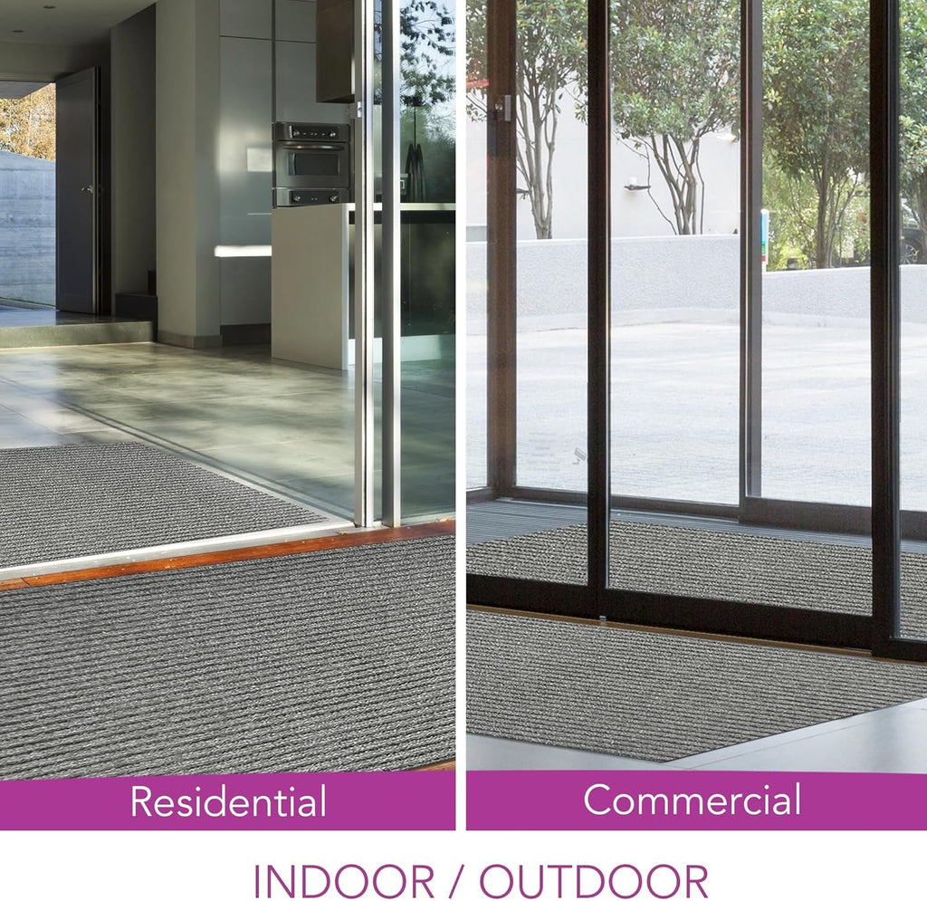 iCustomRug Spartan Weather Warrior Duty Indoor/Outdoor Utility Ribbed in 3ft,4ft,6ft Widths 70 Custom Sizes with Natural Non-Slip Rubber Backing 4'X6' in Grey